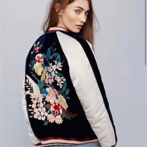 Free People Embroidered Bomber